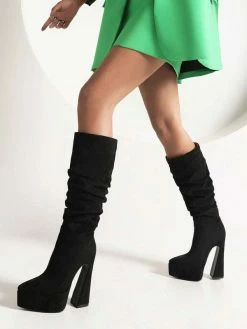 High Heel Boots Suede Platform Pointed Toe Chunky Heel Mid Calf Boots For Women -winter shoes Sales 2023 02e20d88 05be 45e6 95d2 39cb5fb422c9