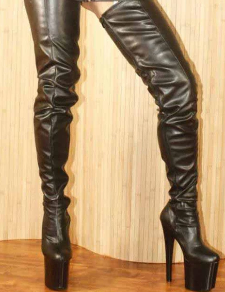 Pole Dance Shoes Black Sexy Boots Thigh High Boots Women Platform Almond Toe Stiletto Heel Over The Knee Boots 7 Pole Dance Shoes Black Sexy Boots Thigh High Boots Women Platform Almond Toe Stiletto Heel Over The Knee Boots - Image 7
