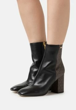 MICHAEL Michael Kors Perla Mid - High Heeled Ankle Boots - Black/Brown