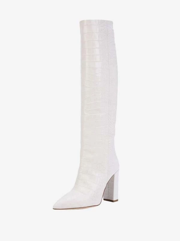 Women's Croc Print Chunky Heel Knee High Boots 2 Women's Croc Print Chunky Heel Knee High Boots - Image 2
