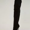 Black Thigh High Boots Womens Velvet Pointed Toe Stiletto Heel Over The Knee Boots