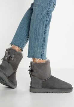 Ugg Mini Bailey Bow - Classic Ankle Boots - Grey