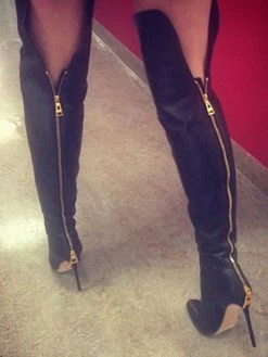 winter shoes Sales 2023 30 Black Thigh High Boots Womens Zipped Pointed Toe Stiletto Heel Boots