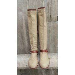 Studio Pollini Canvas And Leather Boots In Mint Condition Beige -winter shoes Sales 2023 110776 4