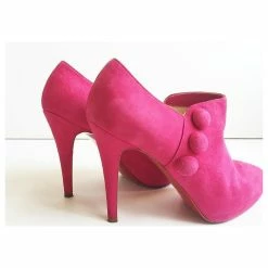 Christian Louboutin Pink Fushcia C'est Moi Suede Leather Platform Ankle Boots -winter shoes Sales 2023 125645 5