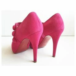 Christian Louboutin Pink Fushcia C'est Moi Suede Leather Platform Ankle Boots -winter shoes Sales 2023 125645 9