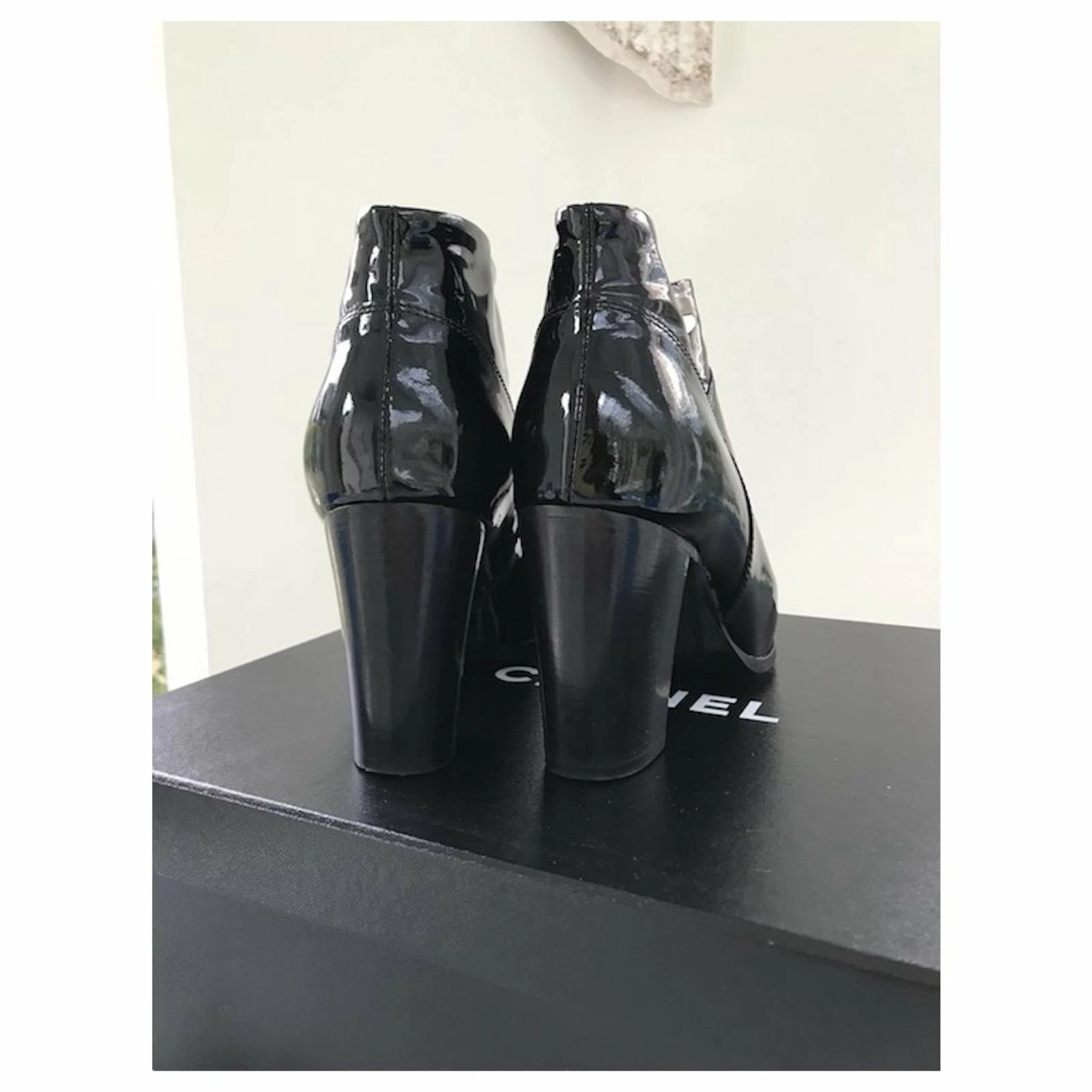 CHANEL Patent Leather Boots Black 2 CHANEL Patent Leather Boots Black - Image 2