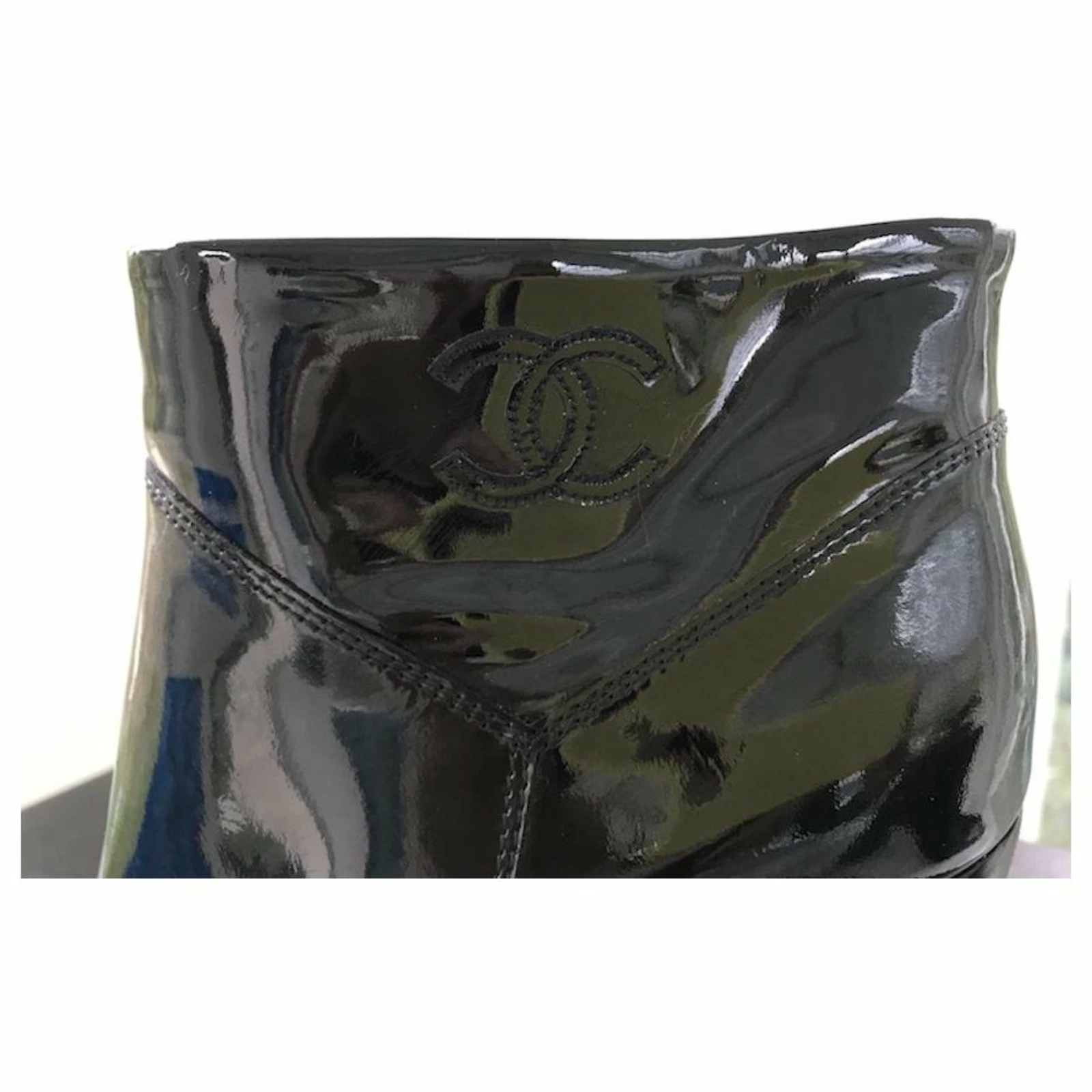 CHANEL Patent Leather Boots Black 3 CHANEL Patent Leather Boots Black - Image 3