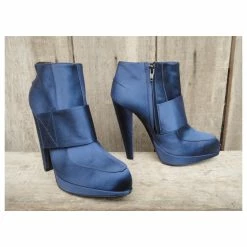 Lanvin Leather And Satin Boots 39 Blue -winter shoes Sales 2023 151833 3
