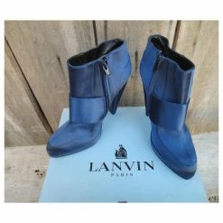 Lanvin Leather And Satin Boots 39 Blue -winter shoes Sales 2023 151833 8
