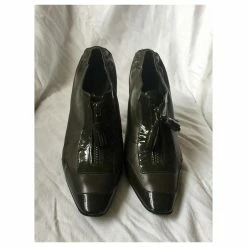 Celine Céline Leather And Patent Ankle Boots Taupe -winter shoes Sales 2023 154343 3