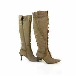 Cesare Paciotti Taupe Suede Sheepskin Leather Boots Slim Heels Pointed Toe 39 Beige Light Brown -winter shoes Sales 2023 167551 5