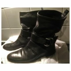 Gucci Buckled Ankle Boots With Bamboo Ring In Black Leather -winter shoes Sales 2023 178545 6