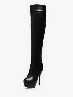 Platform Thigh High Boots Womens Solid Color Bright Leather Round Toe Stiletto Heel Boots -winter shoes Sales 2023 19456f9f ea79 4e78 831a 2fce80c27e6e