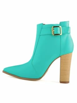 High Heel Booties Black Pointed Toe Buckle Detail Ankle Boots For Women -winter shoes Sales 2023 201707201001260305801