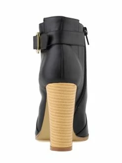 High Heel Booties Black Pointed Toe Buckle Detail Ankle Boots For Women -winter shoes Sales 2023 201707201001305865082