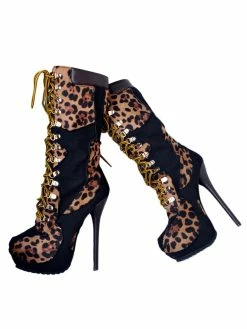 Black Sexy Boots Women's Platform Leopard Printed Lace Up High Heel Boots 9 Black Sexy Boots Women's Platform Leopard Printed Lace Up High Heel Boots -winter shoes Sales 2023 201709151627442294197