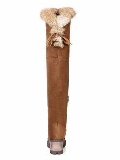 Over The Knee Boots Womens Micro Suede Faux Fur Round Toe Chunky Heel Thigh High Boots -winter shoes Sales 2023 201711081601123466895