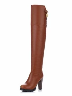 Thigh High Boots Womens Solid Color Round Toe Chunky Heel Over The Knee Boots -winter shoes Sales 2023 201711151137315968363