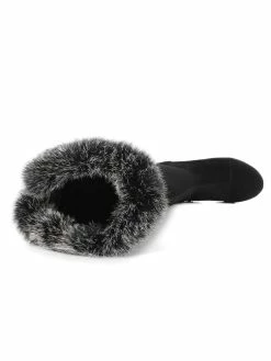 Womens Thigh High Boots Micro Suede Faux Fur Round Toe Low Chunky Heel Winter Boots 11 Womens Thigh High Boots Micro Suede Faux Fur Round Toe Low Chunky Heel Winter Boots -winter shoes Sales 2023 201711151137455183209