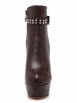 Brown Ankle Boots Women High Heel Booties Platform Round Toe Rhinestones Booties -winter shoes Sales 2023 20171205151420454540