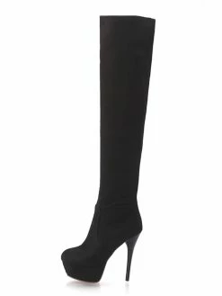 Platform Over The Knee Boots Womens Elastic Fabric Round Toe Stiletto Heel Thigh High Boots -winter shoes Sales 2023 2017120515152209281