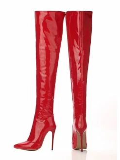 Black Thigh High Boots Womens Patent Bright Leather Pointed Toe Stiletto Heel Over The Knee Boots -winter shoes Sales 2023 201712261201168974699