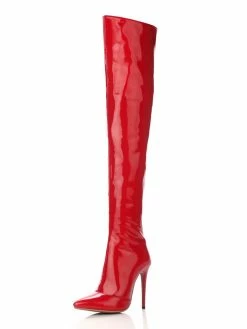 Black Thigh High Boots Womens Patent Bright Leather Pointed Toe Stiletto Heel Over The Knee Boots -winter shoes Sales 2023 201712261201171797753