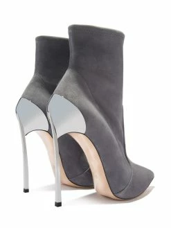 Grey High Heel Boots Women Dress Shoes Suede Pointed Toe Stiletto Heel Short Booties -winter shoes Sales 2023 201808171830597539183
