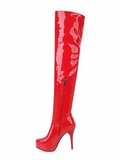 Platform Thigh High Boots Womens Almond Toe Stiletto Bright Leather Heel Over The Knee Boots -winter shoes Sales 2023 201808271757563155187