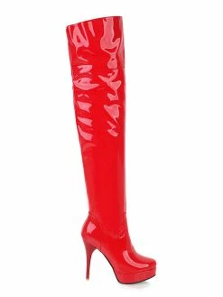 Platform Thigh High Boots Womens Almond Toe Stiletto Bright Leather Heel Over The Knee Boots -winter shoes Sales 2023 20180827175756603131