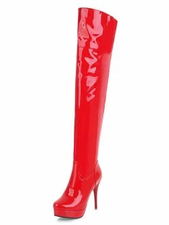 Platform Thigh High Boots Womens Almond Toe Stiletto Bright Leather Heel Over The Knee Boots -winter shoes Sales 2023 201808271757571365010