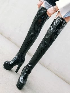 Platform Thigh High Boots Womens Almond Toe Chunky Heel Over The Knee Boots -winter shoes Sales 2023 201808271757584516520