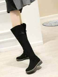 Thigh High Boots Womens Monogram Suede Round Toe Flat Heel Over The Knee Boots -winter shoes Sales 2023 20180912171213956803