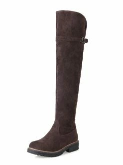 Thigh High Boots Womens Monogram Suede Round Toe Flat Heel Over The Knee Boots -winter shoes Sales 2023 201809121712142152649