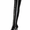 Thigh High Boots Womens Patent Pointed Toe Stiletto Bright Leather Heel Over The Knee Boots