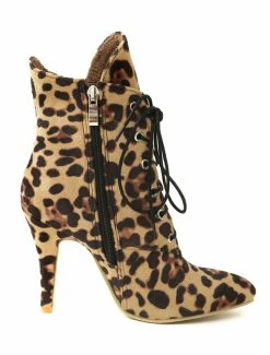 High Heel Boots Women Leopard Pointed Toe Lace Up Ankle Boots -winter shoes Sales 2023 201809131851162481747