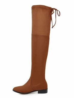 Thigh High Boots Womens Micro Suede Round Toe Flat Heel Over The Knee Boots -winter shoes Sales 2023 201810061344360113273