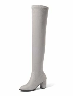 Thigh High Boots Womens Elastic Fabric Round Toe Chunky Heel Stretch Over The Knee Boots -winter shoes Sales 2023 201810061344368176081