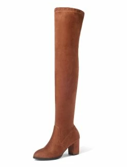 Thigh High Boots Womens Elastic Fabric Round Toe Chunky Heel Stretch Over The Knee Boots -winter shoes Sales 2023 201810061344373508093