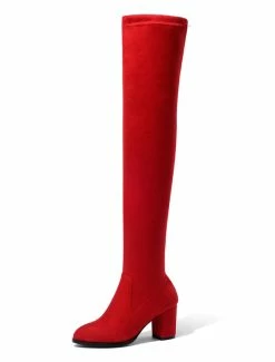 Thigh High Boots Womens Elastic Fabric Round Toe Chunky Heel Stretch Over The Knee Boots -winter shoes Sales 2023 201810061344390379656