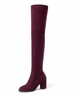 Thigh High Boots Womens Elastic Fabric Round Toe Chunky Heel Stretch Over The Knee Boots -winter shoes Sales 2023 201810061344393106626