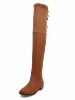 Thigh High Boots Womens Micro Suede Round Toe Flat Heel Over The Knee Boots -winter shoes Sales 2023 201810061344399042864