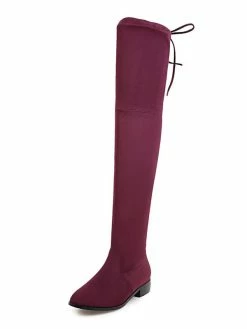 Thigh High Boots Womens Micro Suede Round Toe Flat Heel Over The Knee Boots -winter shoes Sales 2023 201810061344401836955