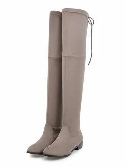 Thigh High Boots Womens Micro Suede Round Toe Flat Heel Over The Knee Boots -winter shoes Sales 2023 201810061344404324290