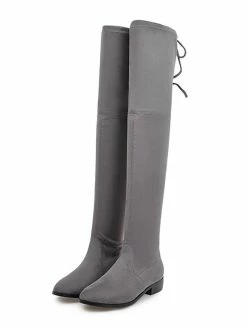 Thigh High Boots Womens Micro Suede Round Toe Flat Heel Over The Knee Boots -winter shoes Sales 2023 201810061344409812338