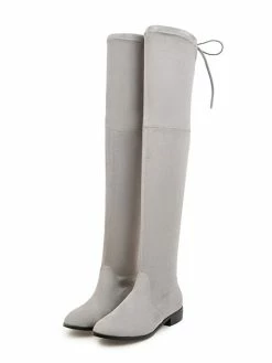 Thigh High Boots Womens Micro Suede Round Toe Flat Heel Over The Knee Boots -winter shoes Sales 2023 20181006134441248659