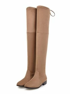 Thigh High Boots Womens Micro Suede Round Toe Flat Heel Over The Knee Boots -winter shoes Sales 2023 201810061344415107416