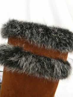 Knee High Boots Womens Micro Suede Faux Fur Pointed Toe Stiletto Heel Winter Boots -winter shoes Sales 2023 20181012170708424289