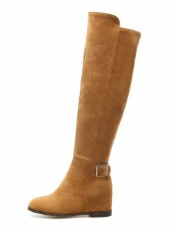 Knee High Boots Womens Micro Suede Buckled Round Toe Flat Heel Boots 11 Knee High Boots Womens Micro Suede Buckled Round Toe Flat Heel Boots -winter shoes Sales 2023 201810121707303664140